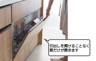 引出しを開けることなく扉だけが開きます