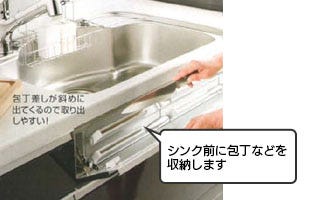 シンク前に包丁などを収納します
